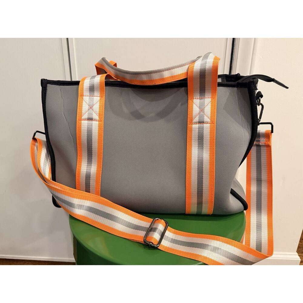 HAUTE SHORE Neoprene Greyson Gray and Orange Crossbody Bag/Tote
